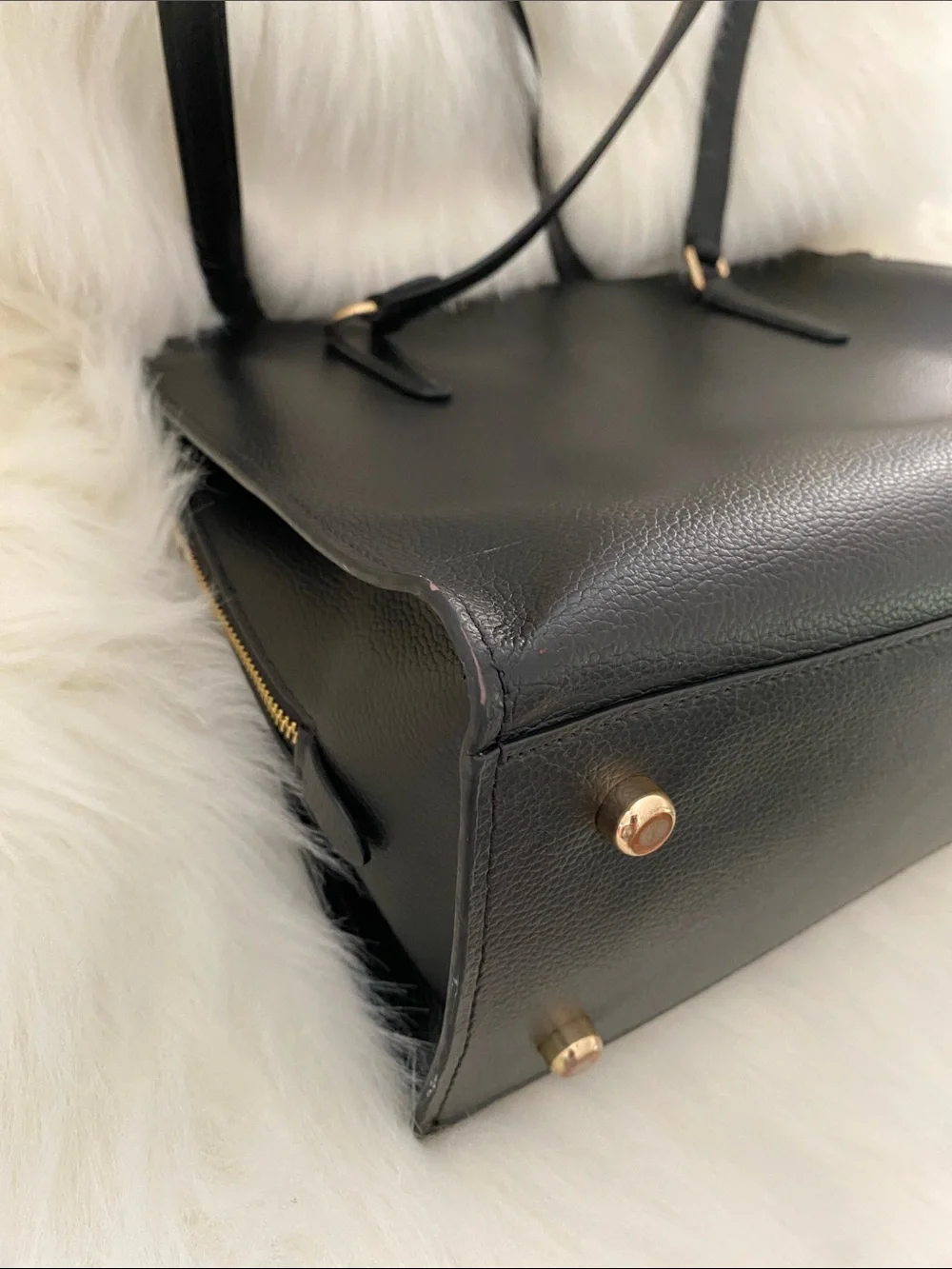 Coach Tatum Leather Carryall Shoulder Tote Bag (C4077) in Black/True Red